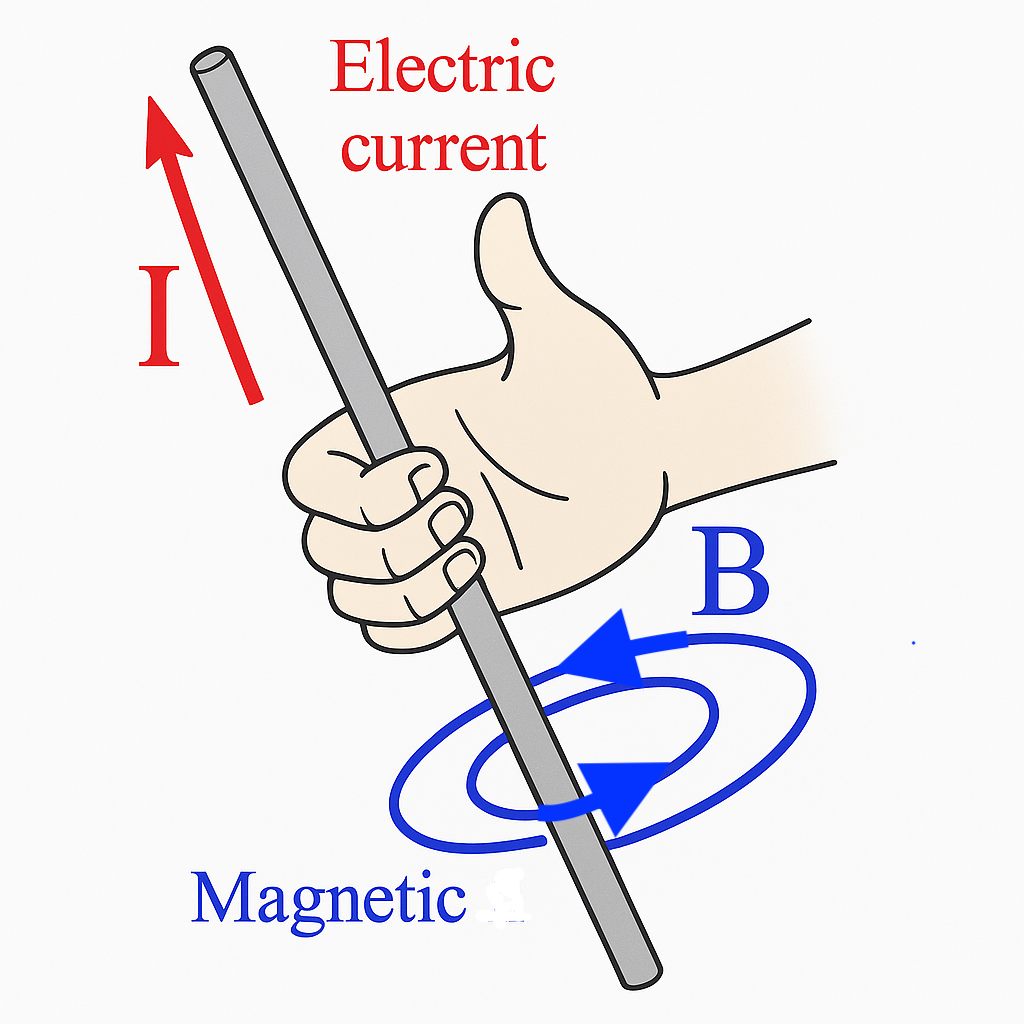 Right-hand rule for current and magnetic field
